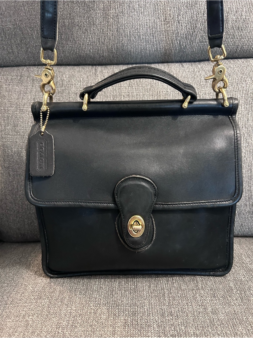 Coach Vintage  Black Willis with Brass Hardware, Hangtag and Strap